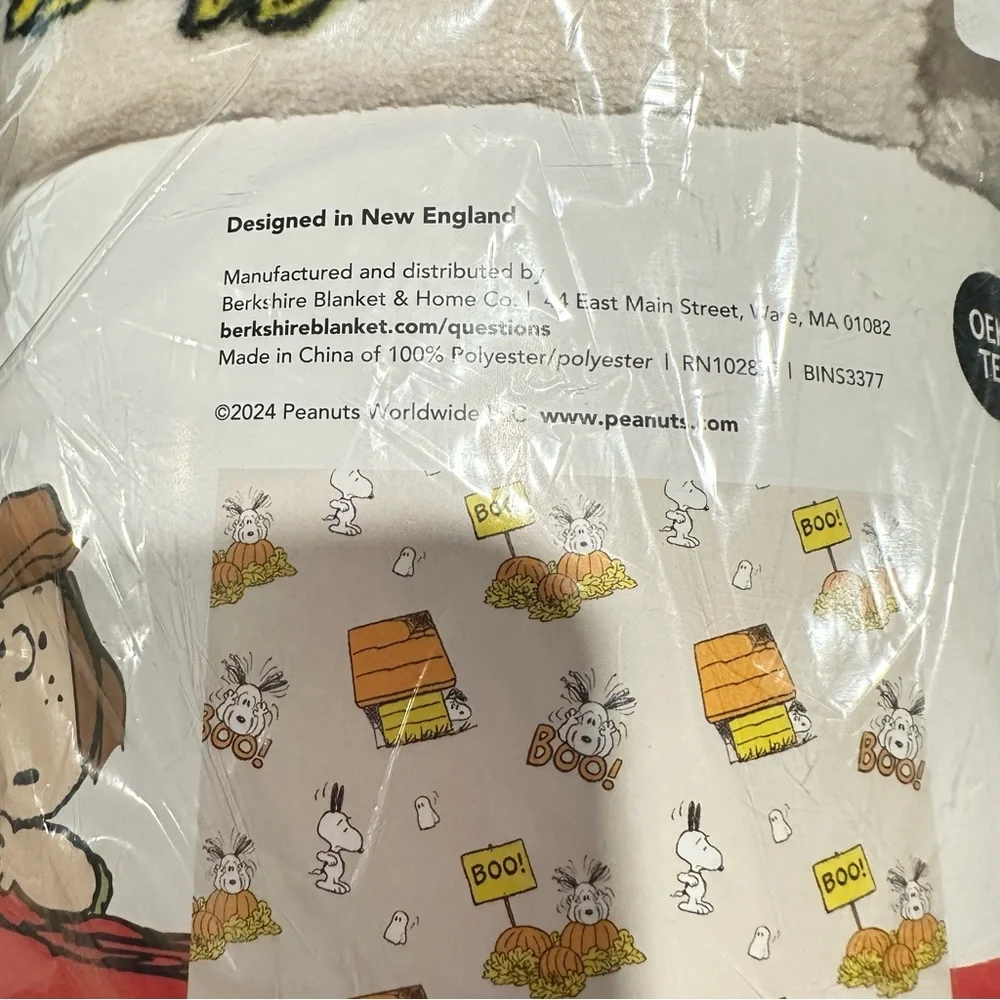 Peanuts Snoopy Halloween Fall Velvet Loft Throw Blanket with Pumpkins 50” x 70”